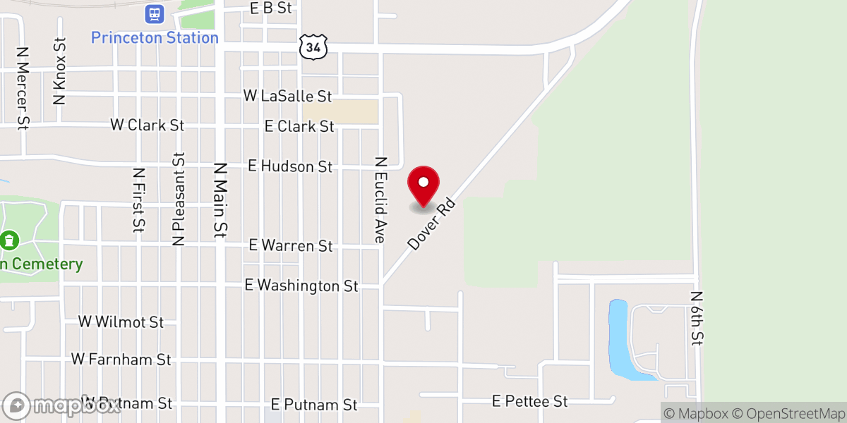 Map showing location of Princeton Wesleyan Church