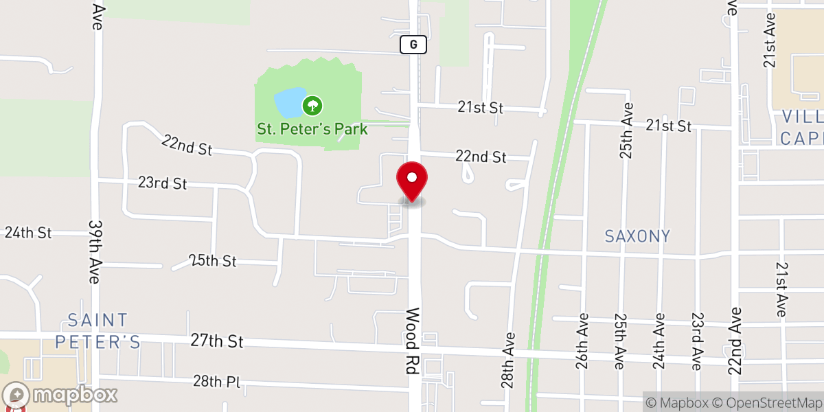 Map showing location of Saint Peters Catholic Church