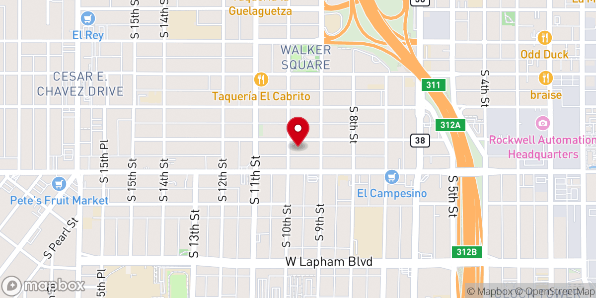 Map showing location of Vineyard Milwaukee Church