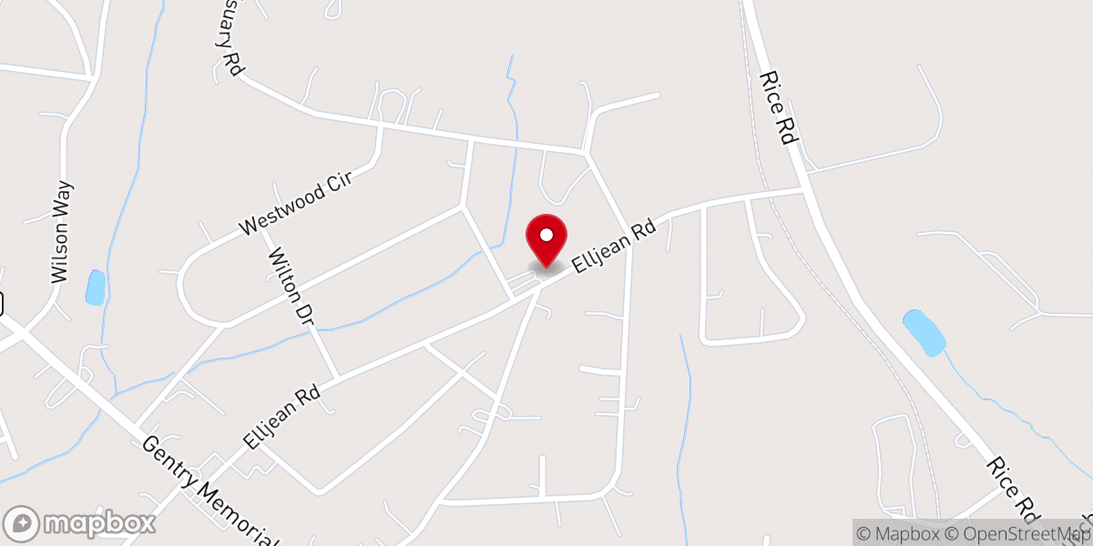 Map showing location of Elljean Baptist Church