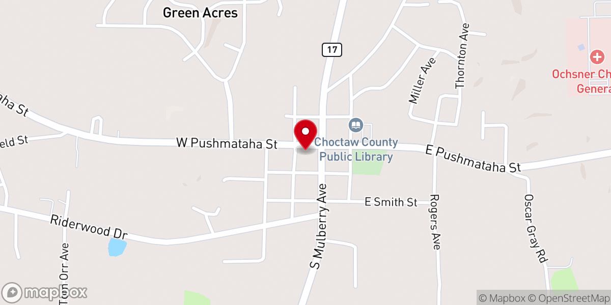 Map showing location of Paradise Missionary Baptist Church