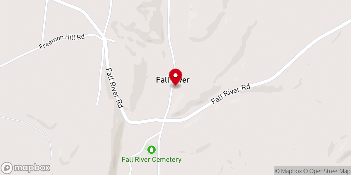 Map showing location of Fall River Methodist Church
