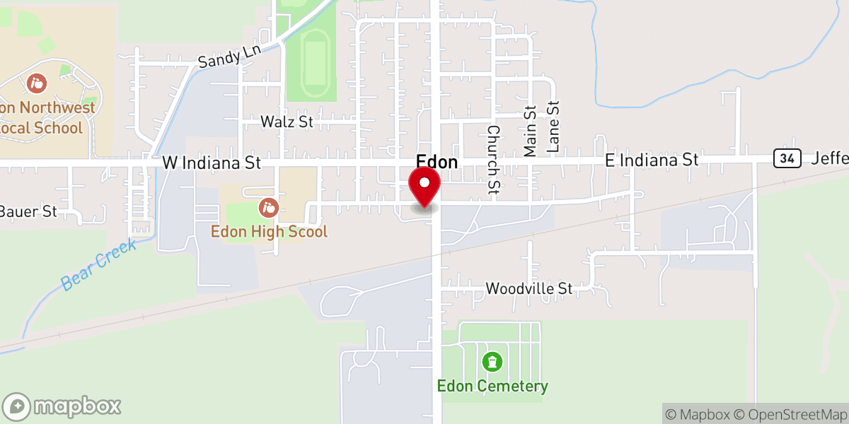 Map showing location of Edon Church of Christ