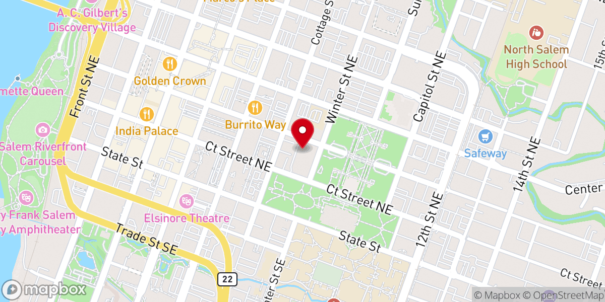 Map showing location of Salem First Presbyterian Church