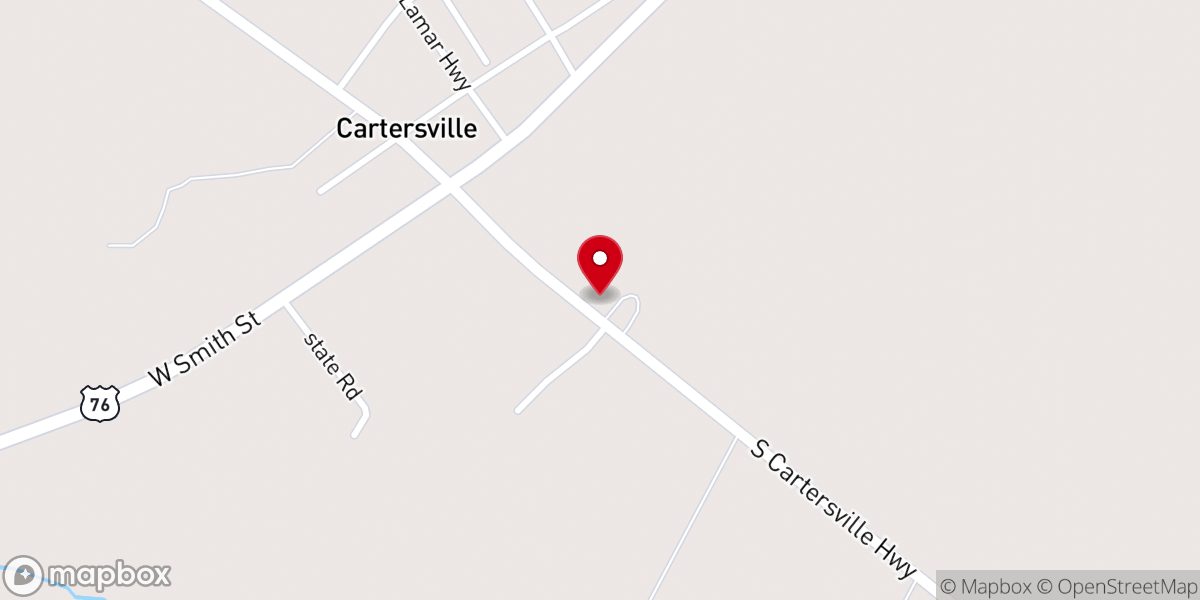 Map showing location of Cartersville Baptist Church