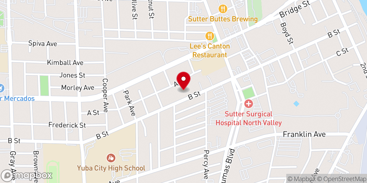 Map showing location of Yuba Sutter Hmong Church