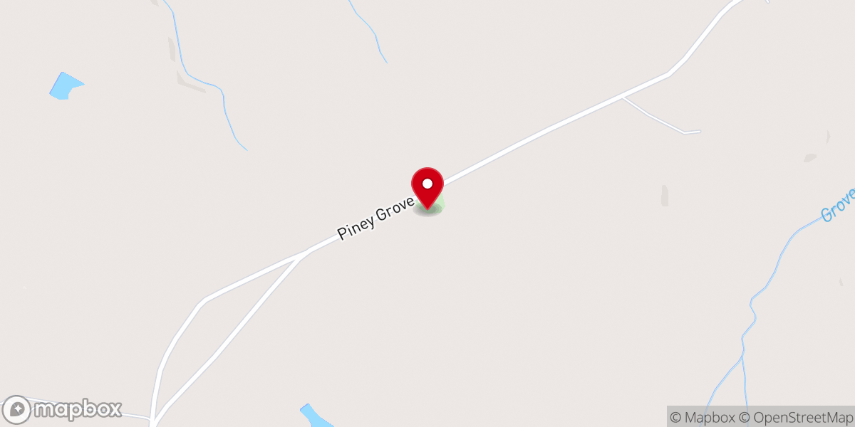 Map showing location of Piney Grove Baptist Church