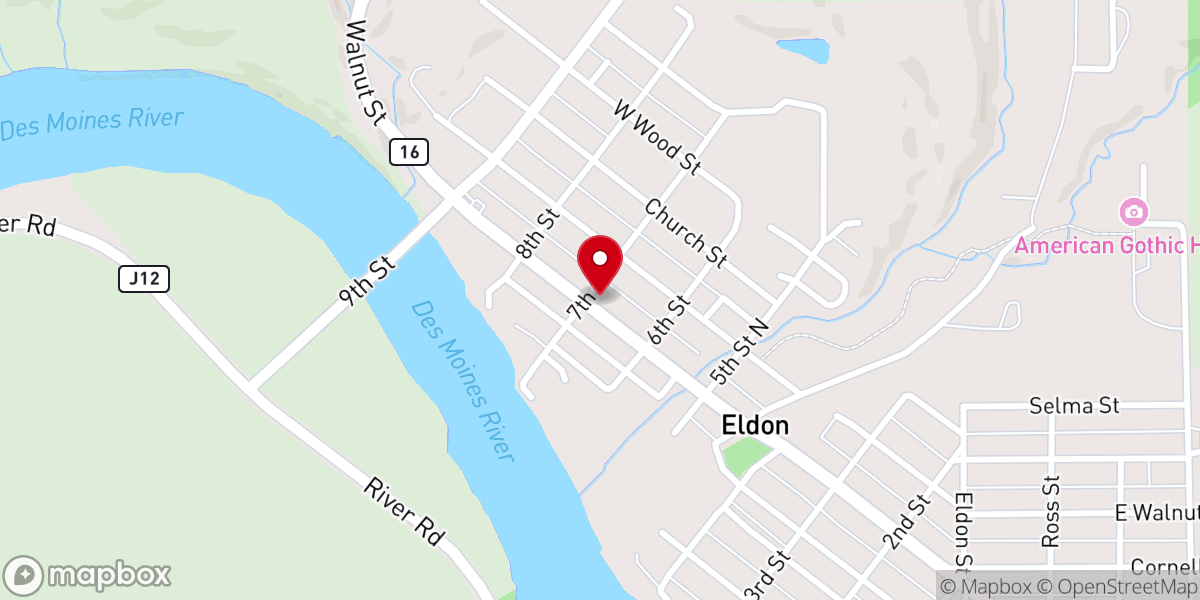 Map showing location of Eldon United Methodist Church