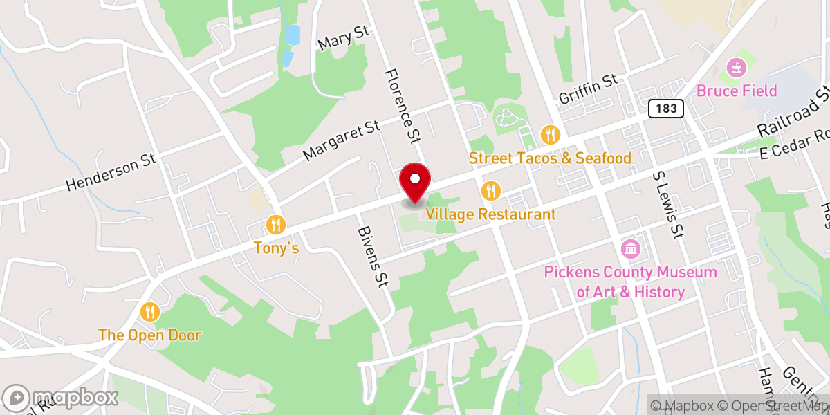 Map showing location of Pickens Pres Church Day Care