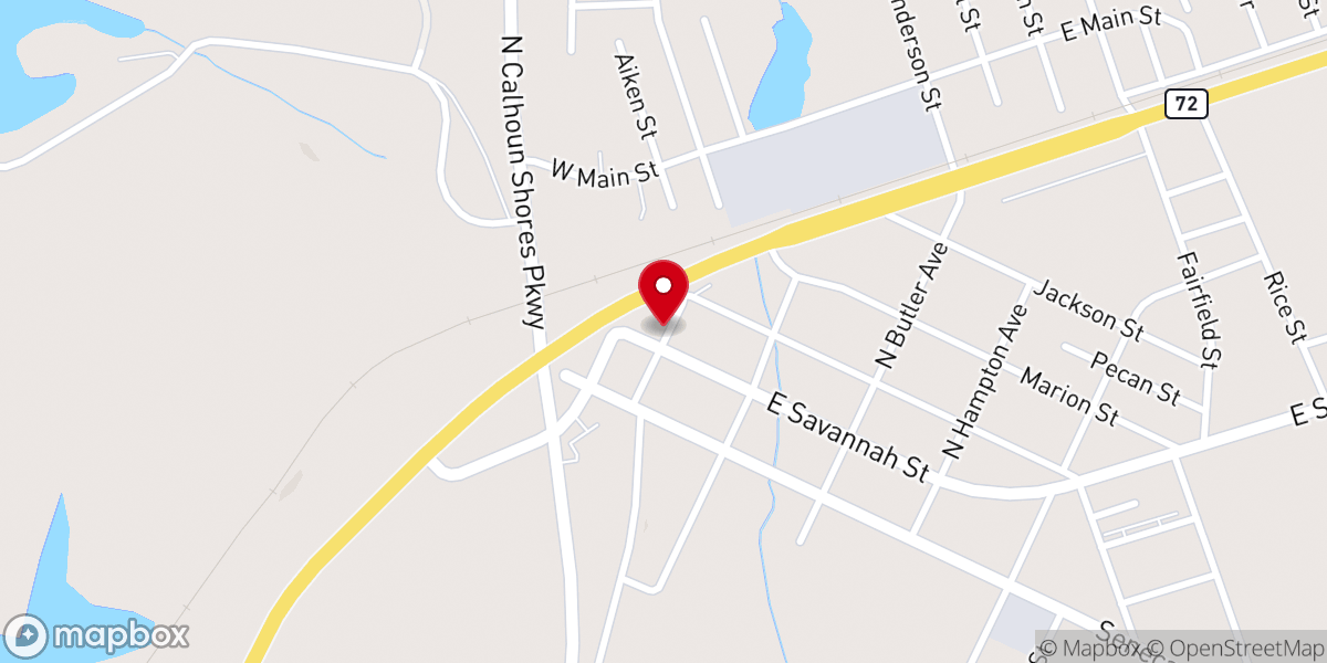 Map showing location of Calhoun Falls