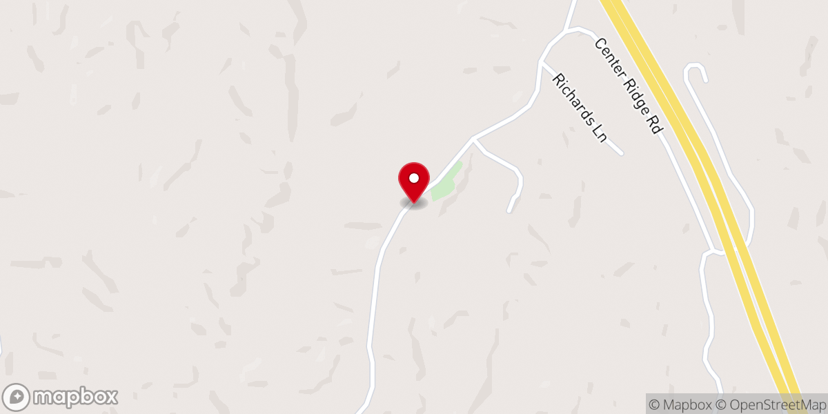 Map showing location of Center Ridge Baptist Church