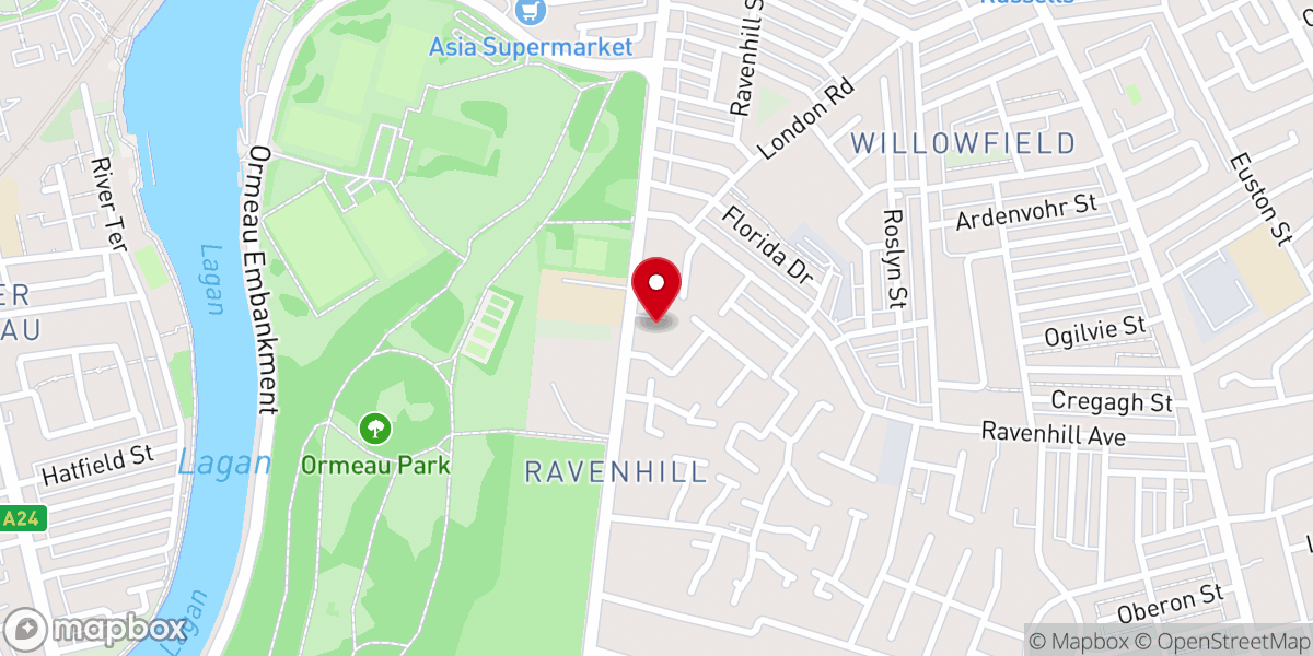 Map showing location of Elim Pentecostal Church