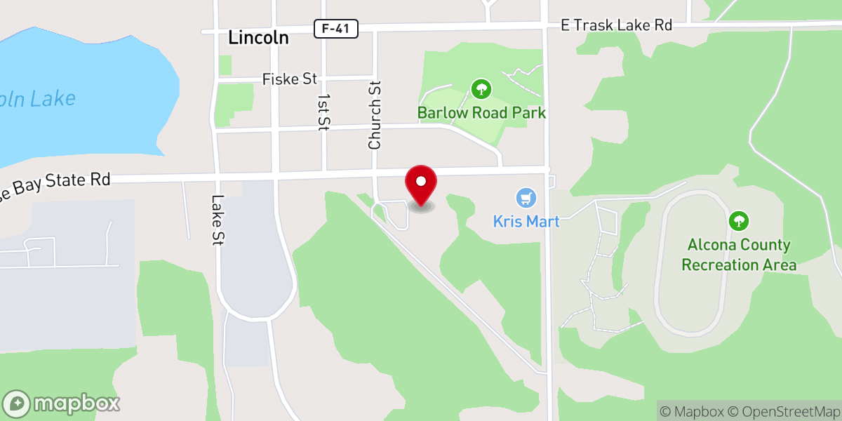 Map showing location of Lincoln Manor Apartments