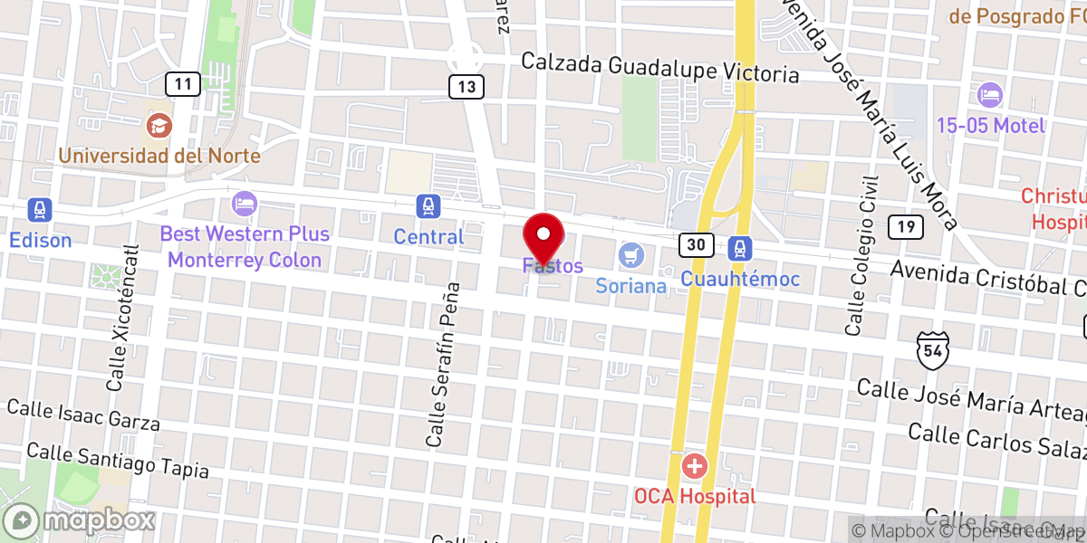 Map showing location of Parroquia Cristo Rey