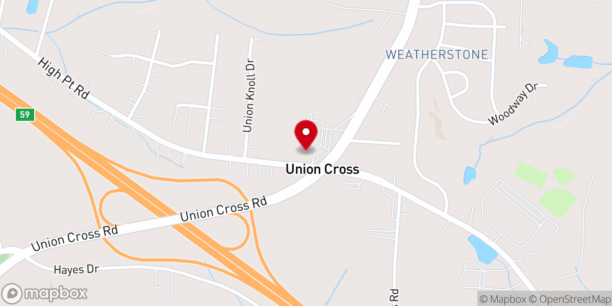 Map showing location of Union Cross Moravian Church