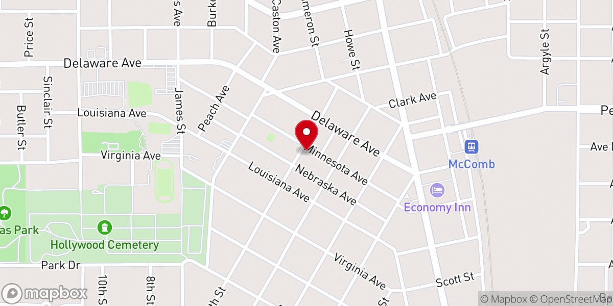 Map showing location of Storehouse Church of McComb