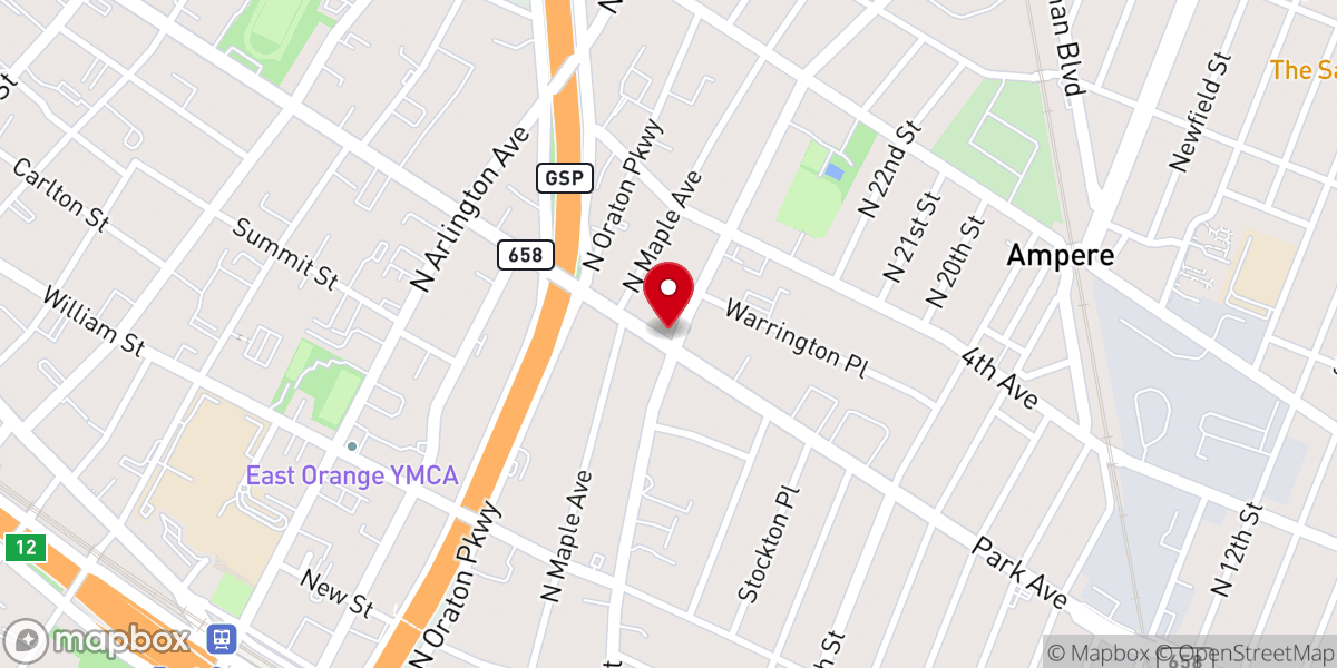 Map showing location of East Orange Church of God of Prophecy