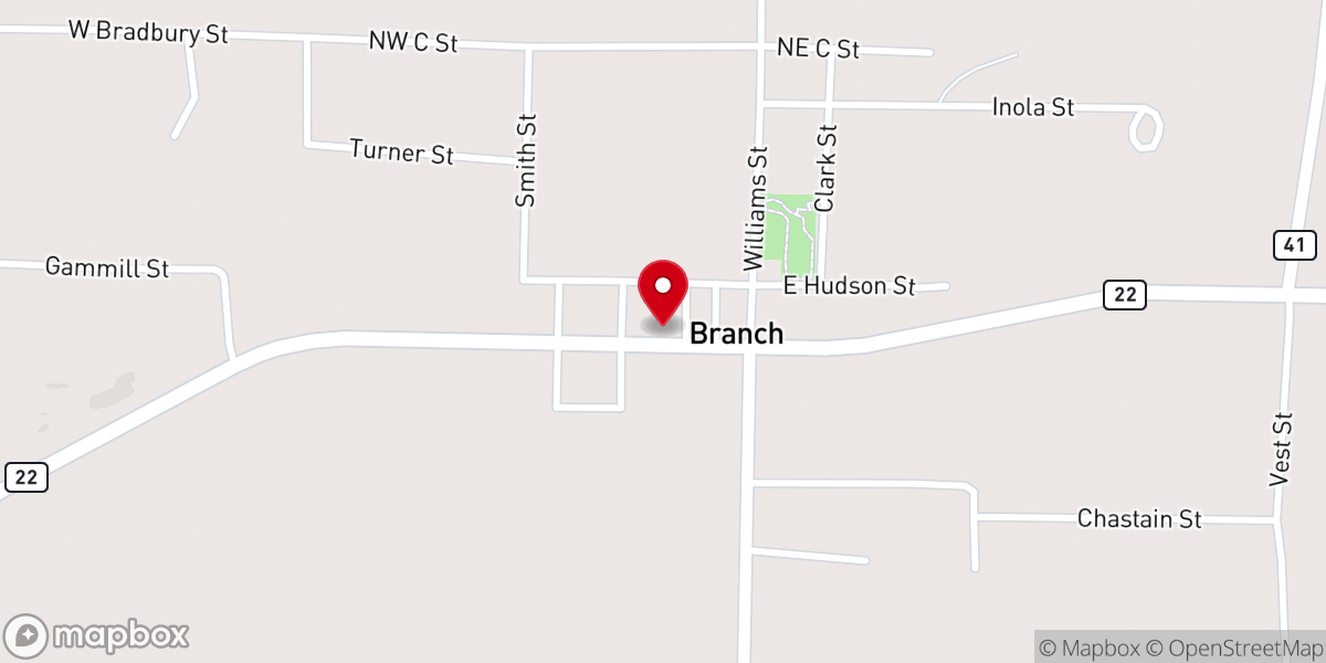 Map showing location of Branch Church of Christ