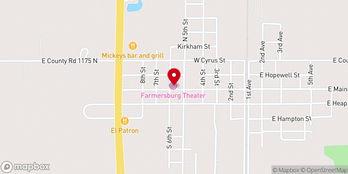 Map showing location of Farmersburg Theater