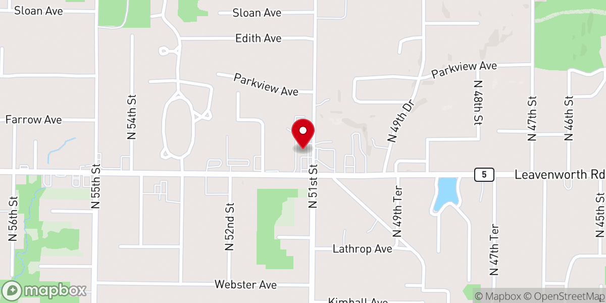 Map showing location of Hope United Church