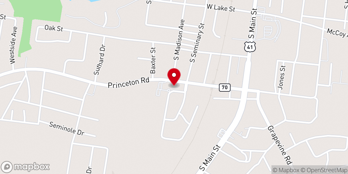 Map showing location of First Presbyterian Church