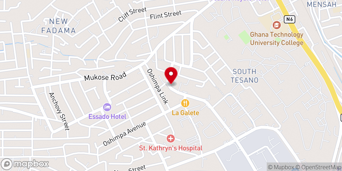 Map showing location of Changed Life Baptist Church, North Kaneshie Branch
