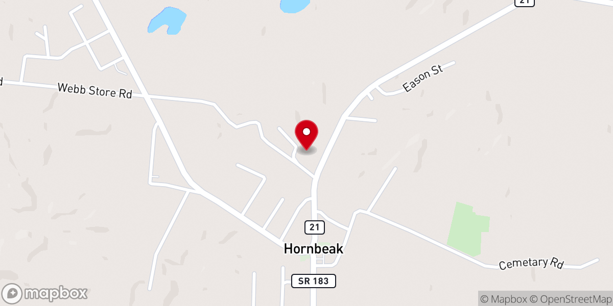 Map showing location of Hornbeak Baptist Church