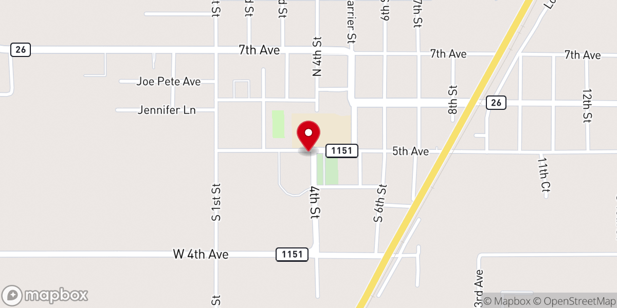 Map showing location of Allen Parish Fairgrounds