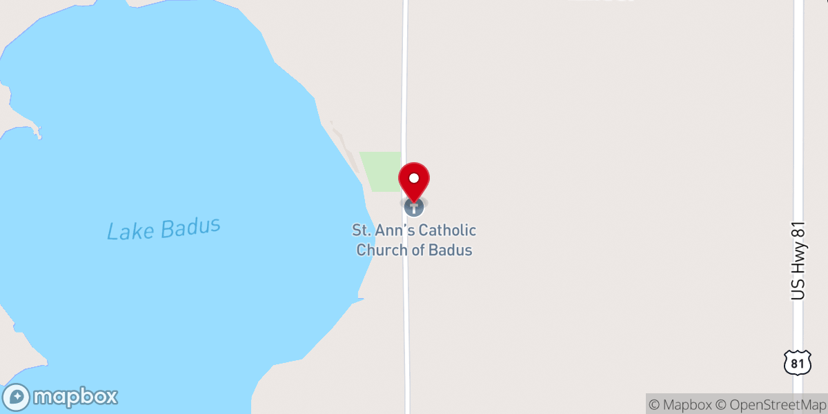 Map showing location of St. Ann's Catholic Church of Badus