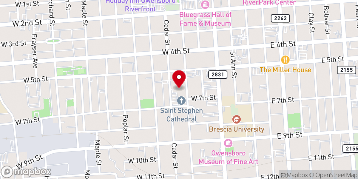 Map showing location of Roman Catholic Diocese of Owensboro