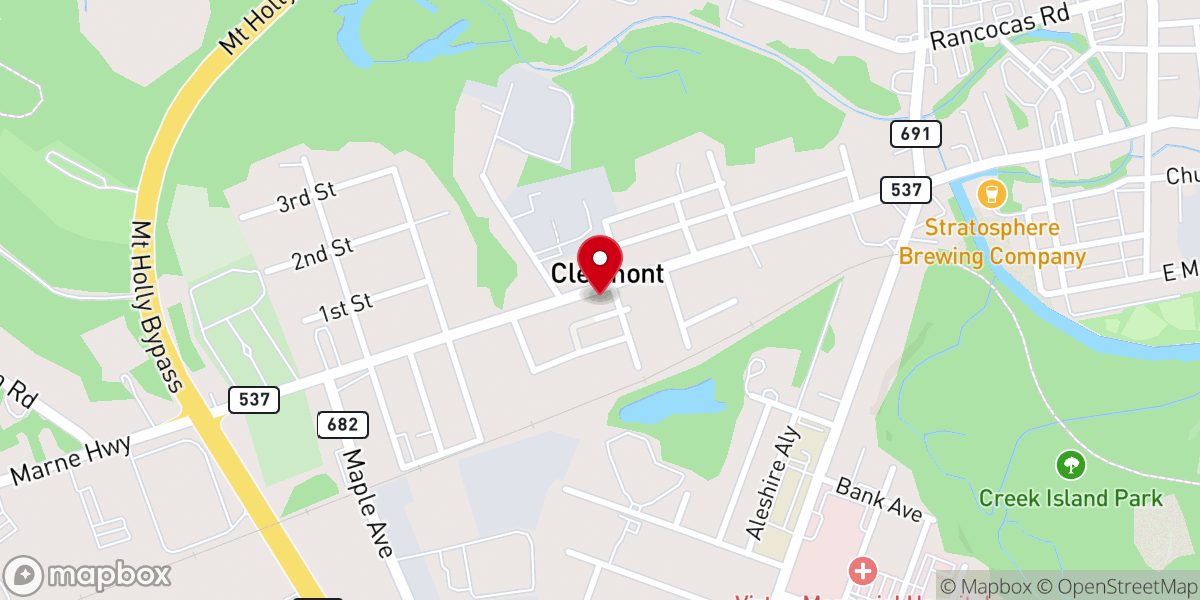 Map showing location of Second Baptist Church