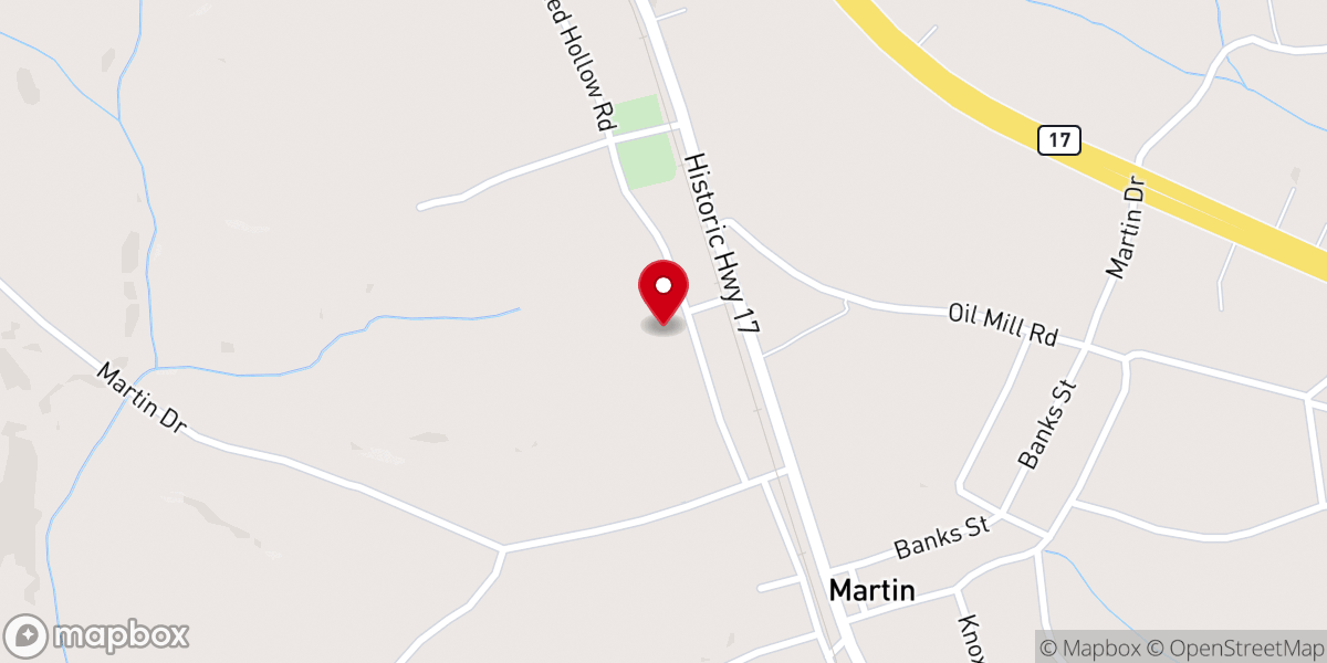 Map showing location of Martin Baptist Church
