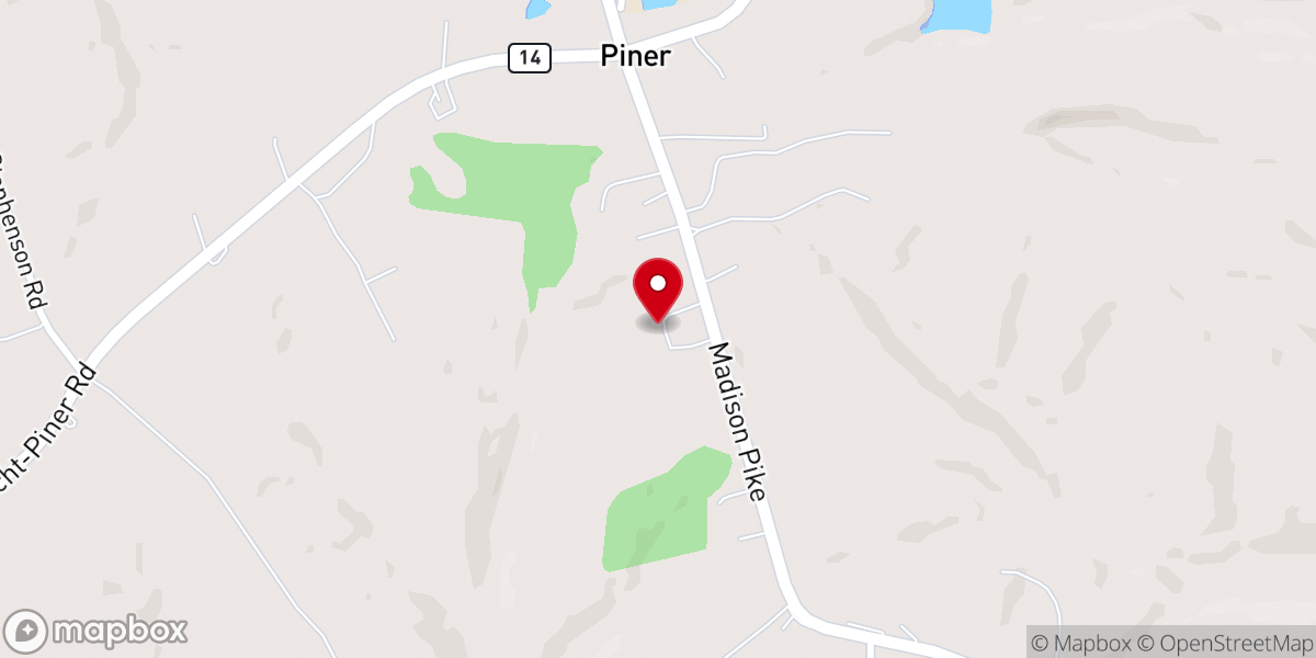 Map showing location of Piner Baptist Church