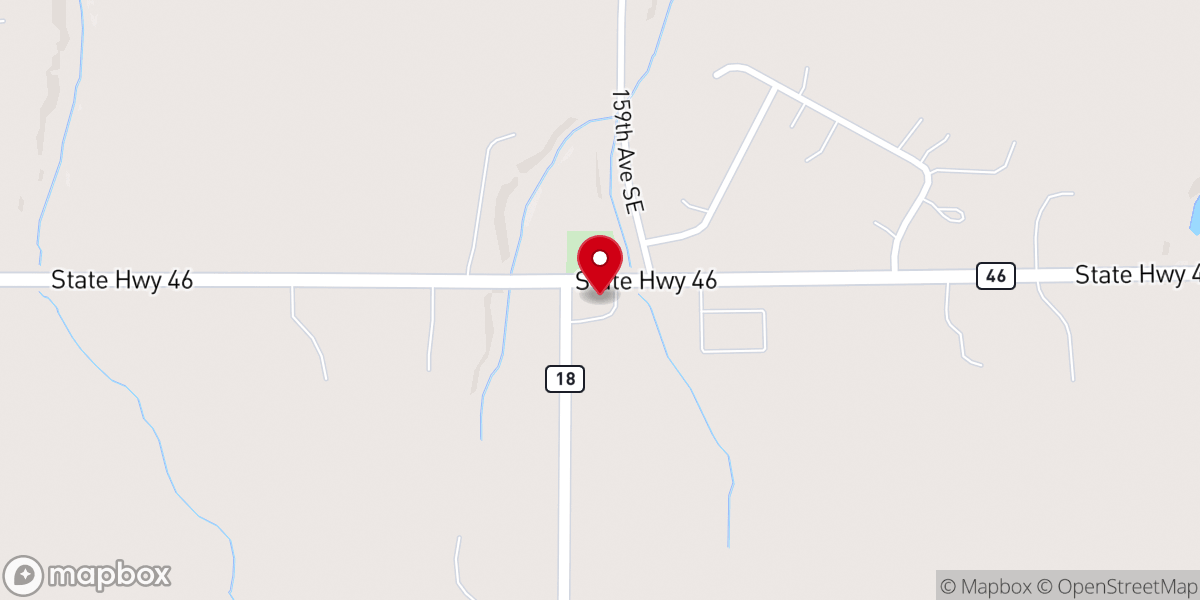 Map showing location of West Prairie Free Lutheran Church