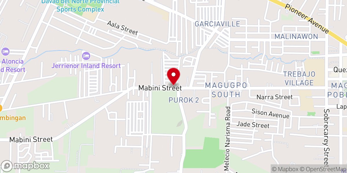 Map showing location of Southern Baptist Tagum Congregation