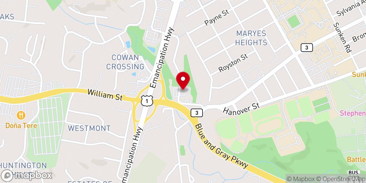Map showing location of Promised Land Praise and Worship Center