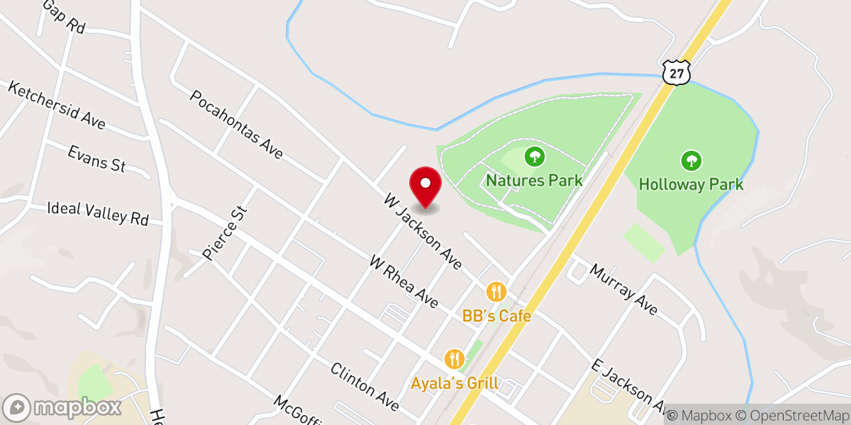 Map showing location of First Baptist Church
