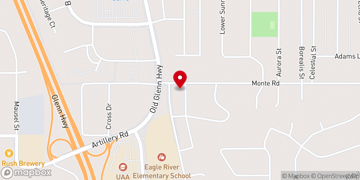 Map showing location of First Baptist Church of Eagle River