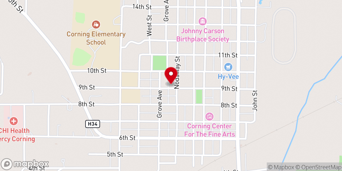Map showing location of Corning United Methodist Church