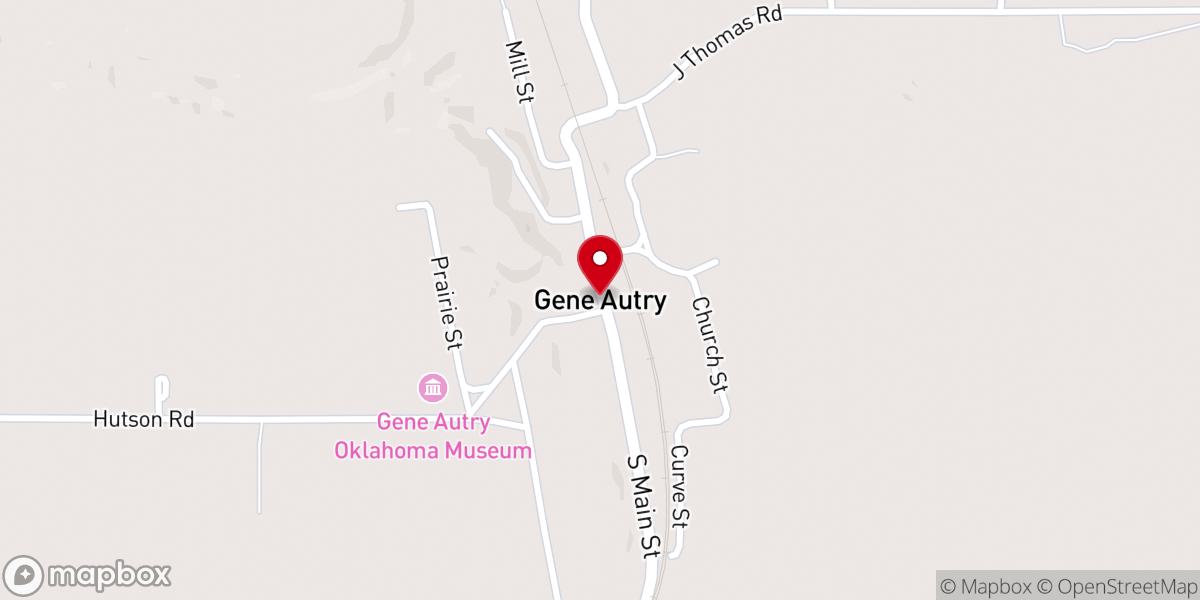 Map showing location of Gene Autry