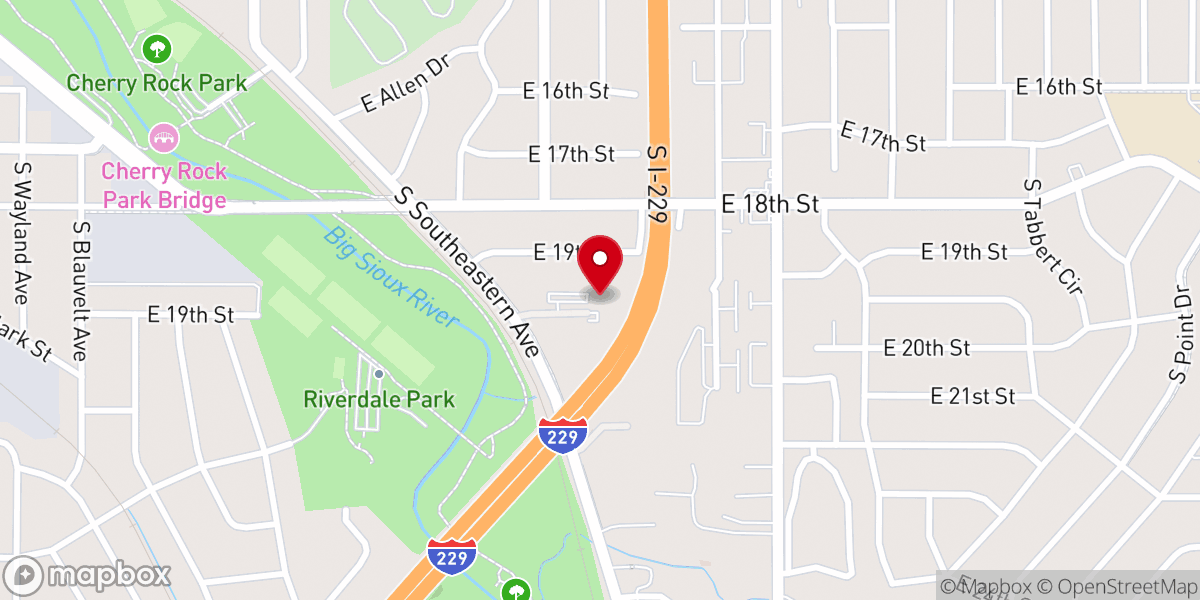 Map showing location of Sioux Falls Church of Christ