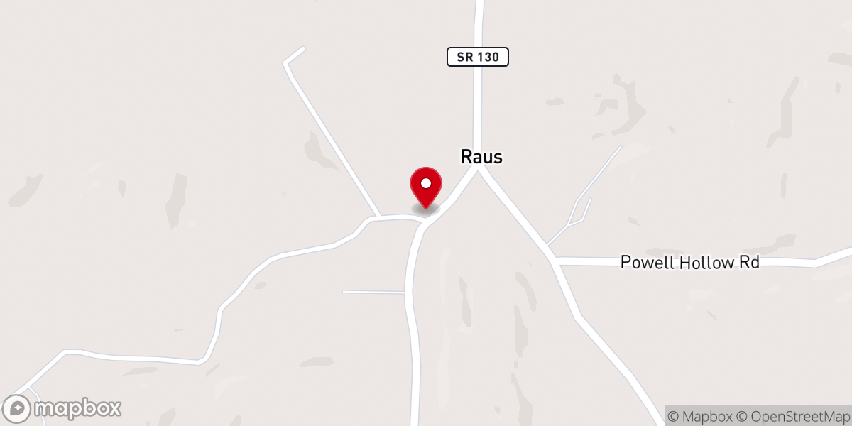 Map showing location of Thompson Creek Baptist Church