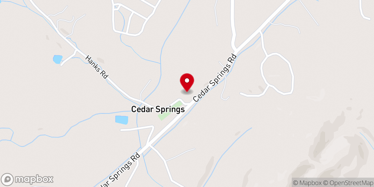 Map showing location of Cedar Springs Church