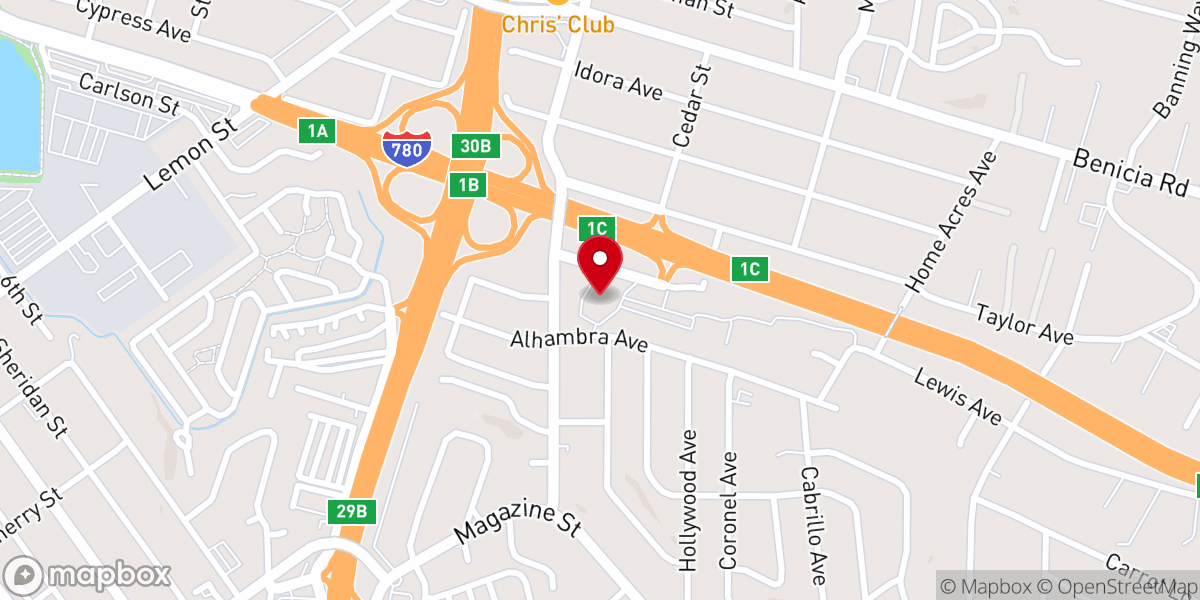 Map showing location of Church at Vallejo