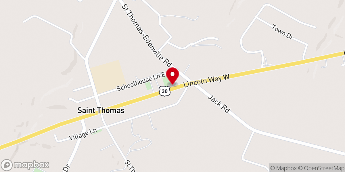 Map showing location of St. Thomas Lutheran Church