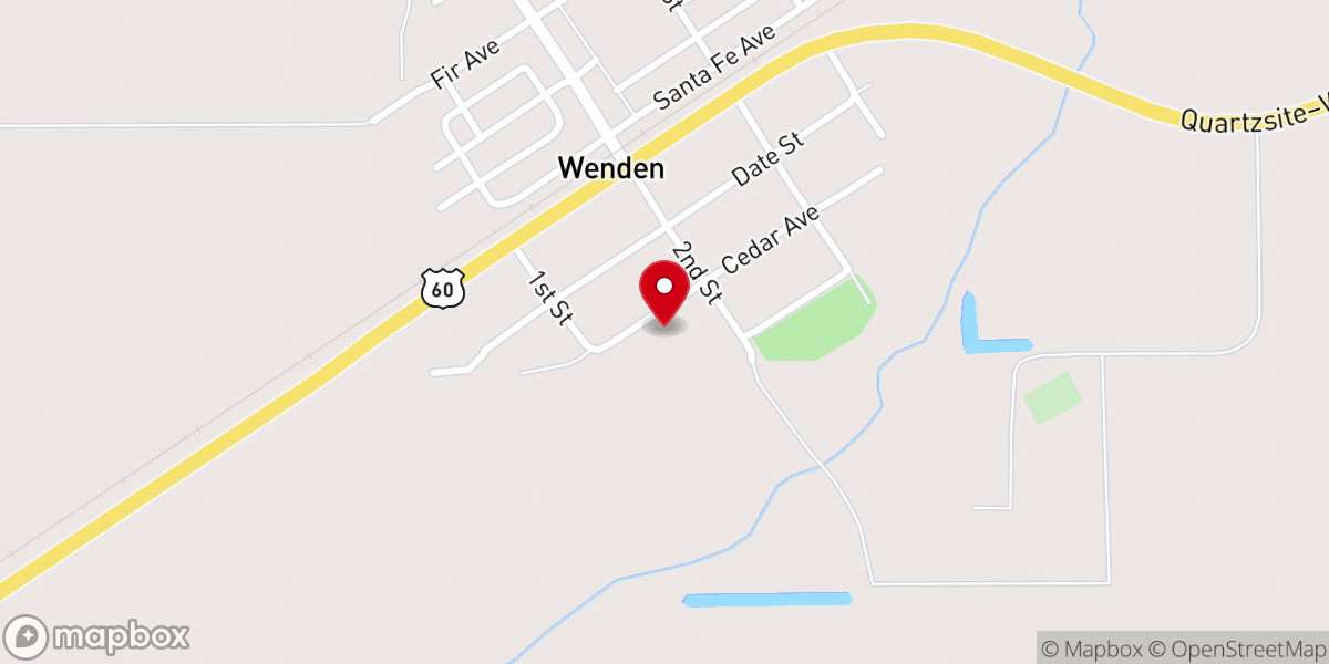 Map showing location of Wenden Bible Church