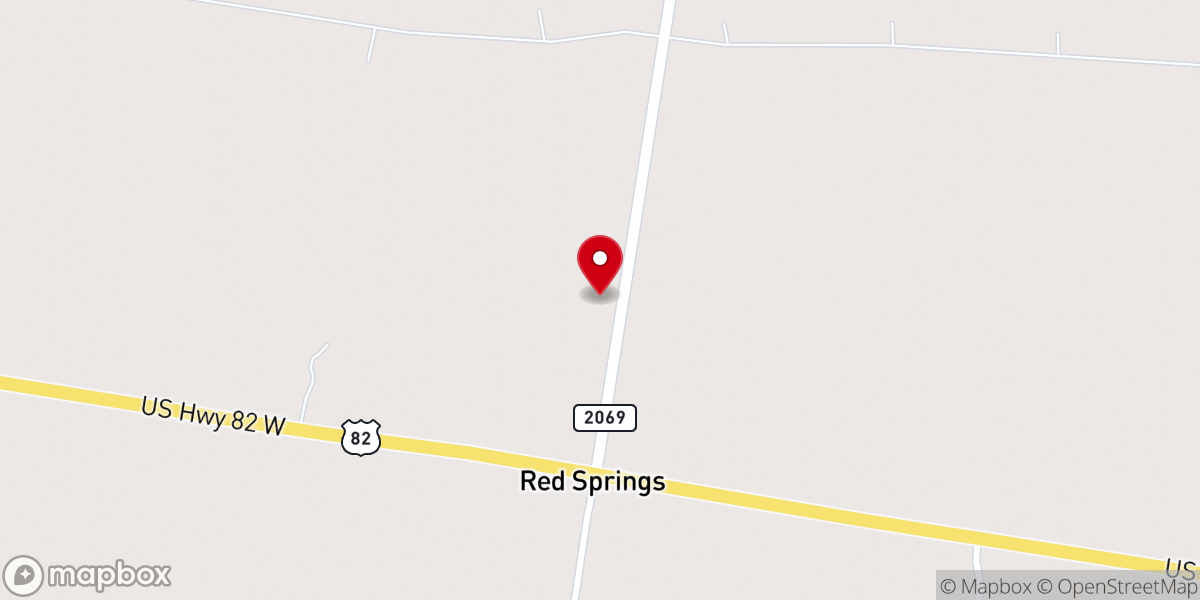 Map showing location of Red Springs Baptist Church