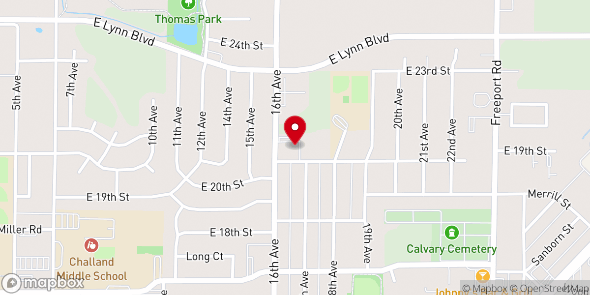Map showing location of 16th Ave Church of Christ