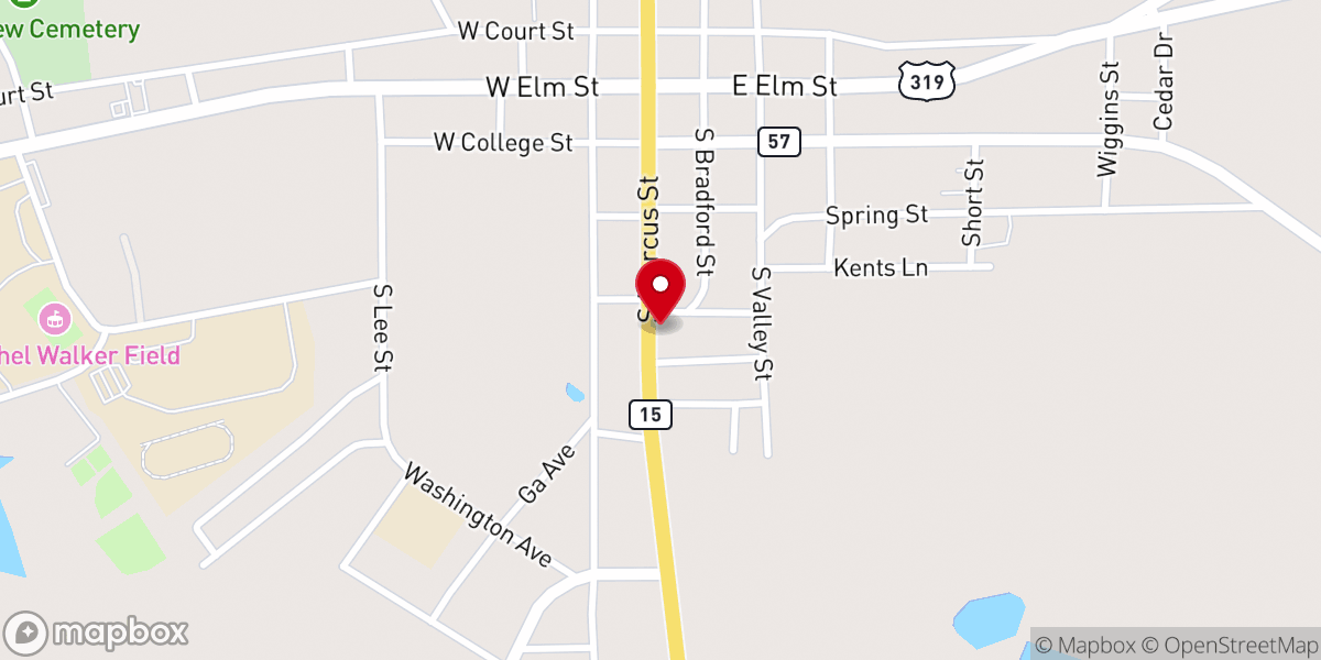 Map showing location of The Pizza Place