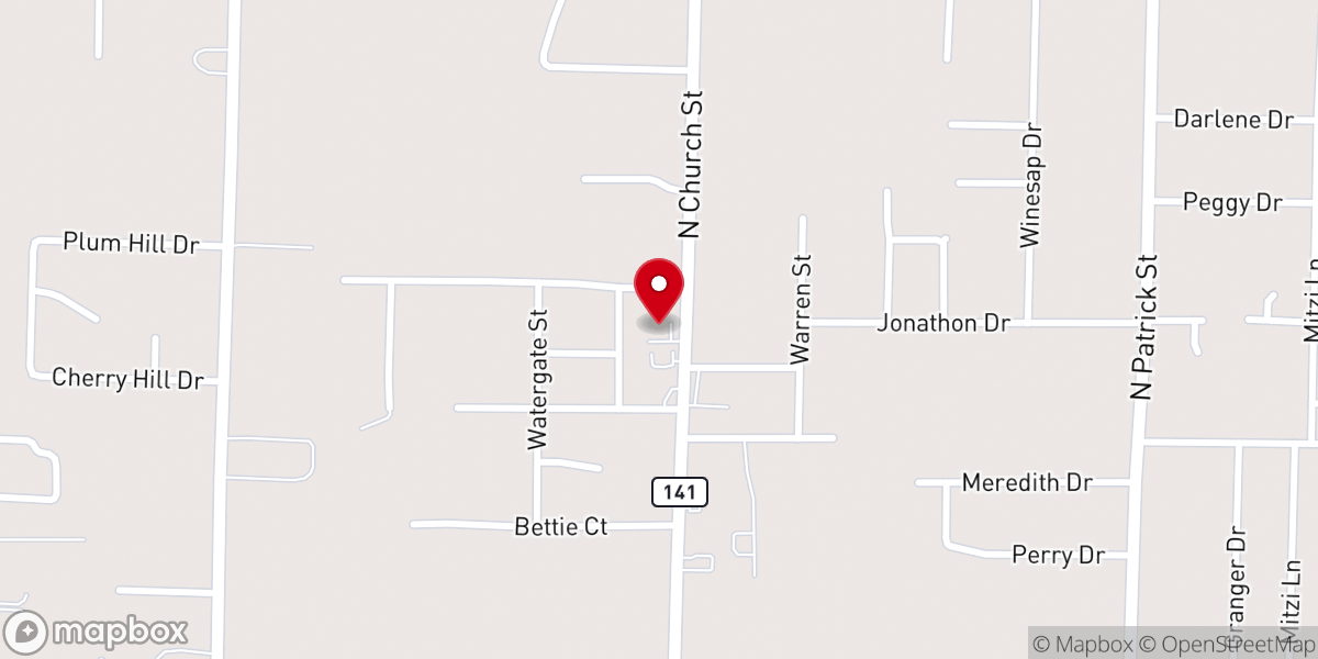 Map showing location of Bethesda Worship and Healing Center